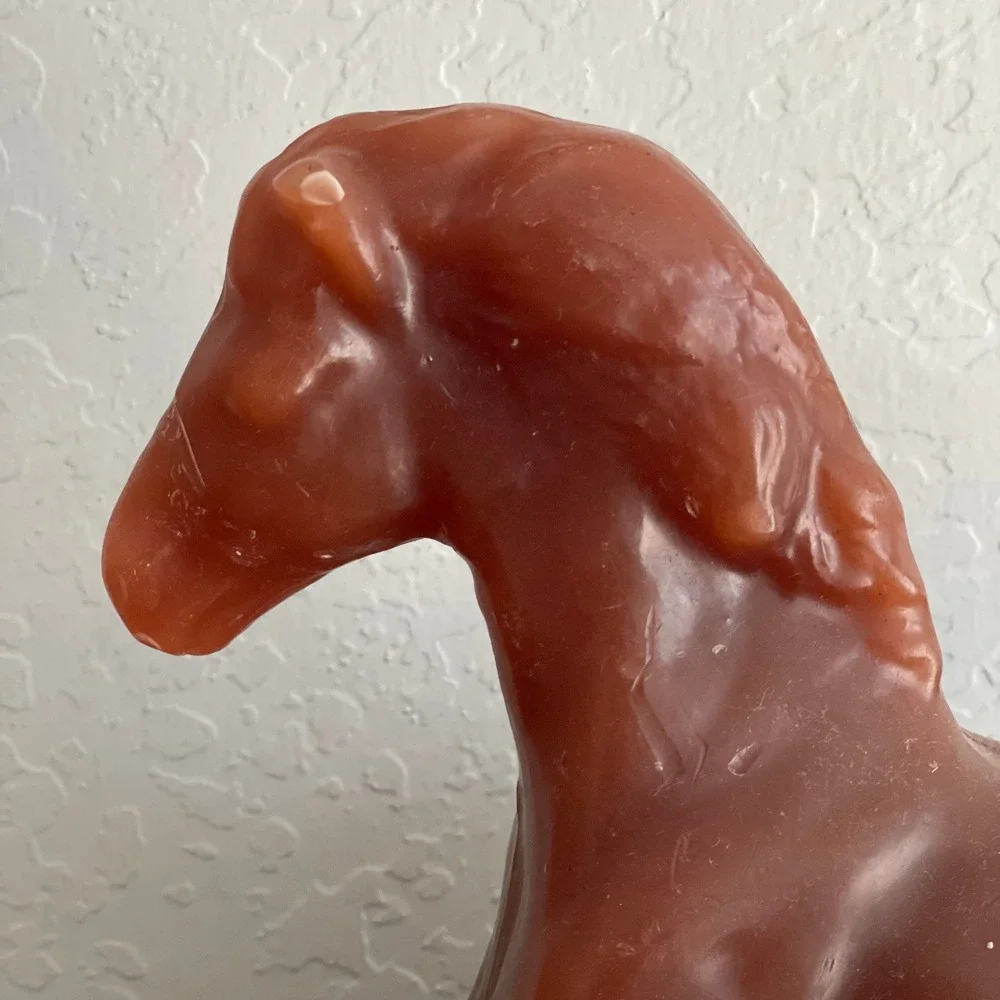 Vintage Large Horse Candle Figurine Wax Brown Equestrian Cabincore Cottagecore‎